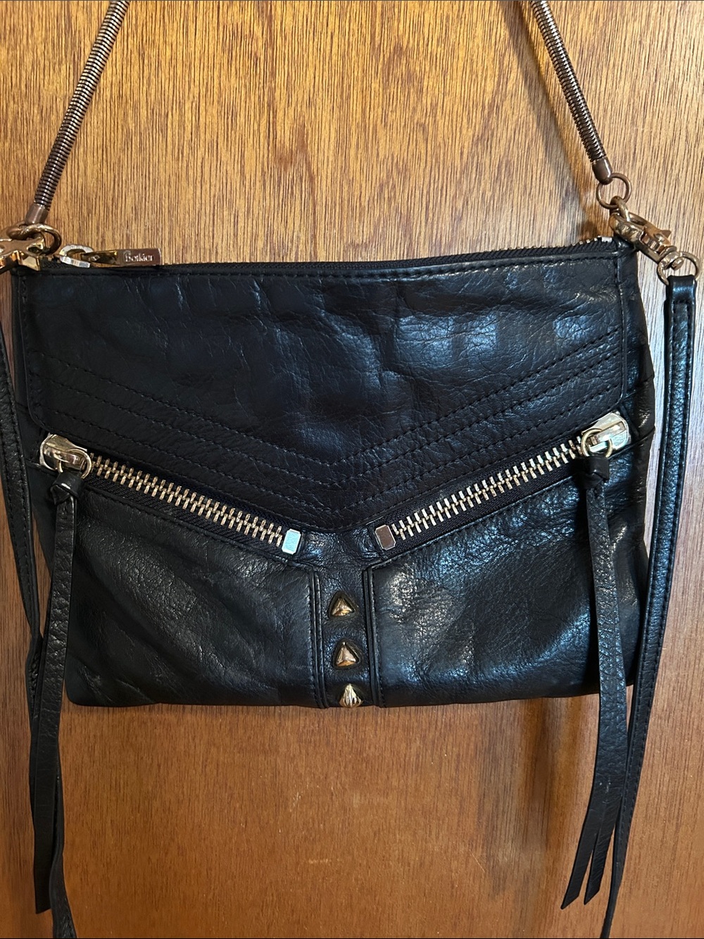 Botkier Black Leather Crossbody with Gold Hardware